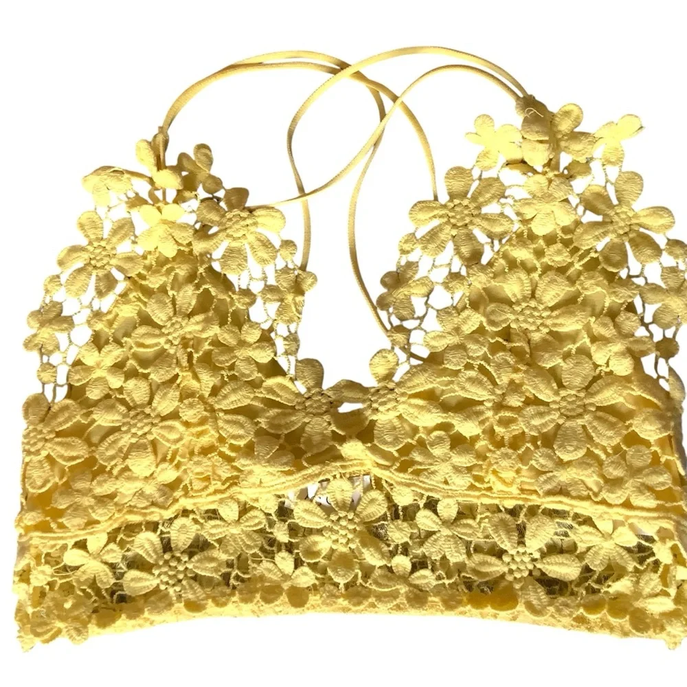 Floral Lace Bralette in Yellow - Women's Intimates